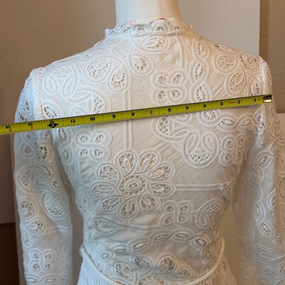 Zimmermann White Long-Sleeve Eyelet Lace Midi Dress - Picture 14 of 15